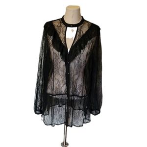 Michel studio black floral lace blouse size 18 plus size